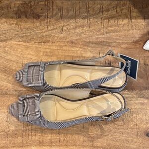 CL by Laundry Plaid Pointed-Toe Slingback Flats - Brown/Black